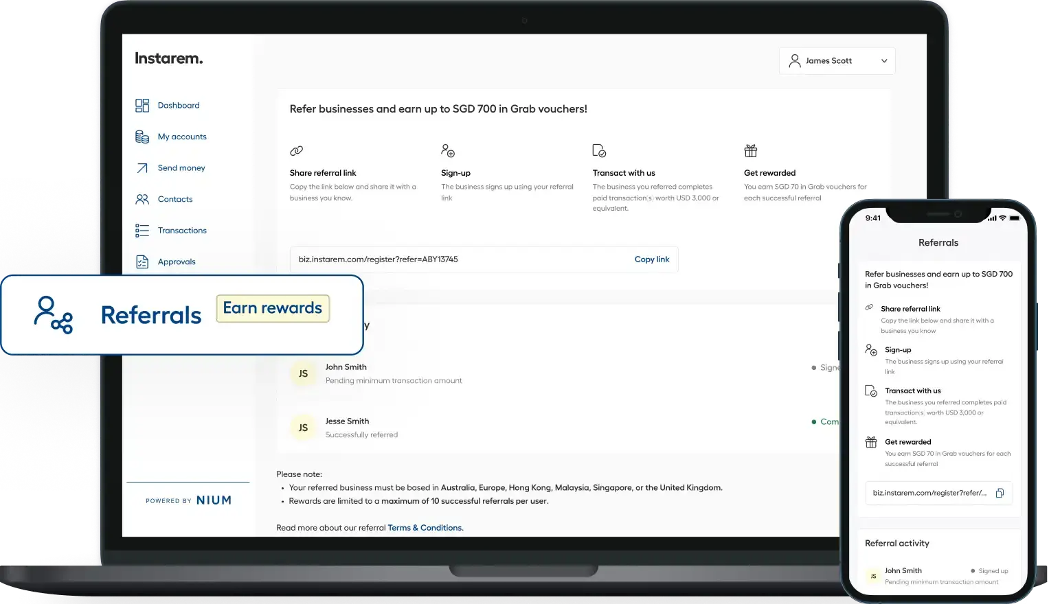 Instarem SG SME dashboard